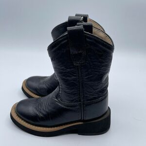 Old West Black Leather Cowboy Boots Toddler Size 6 Unisex Western Rodeo Costume